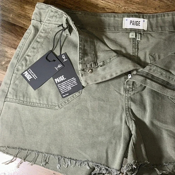 NWT PAIGE Designer WMN 31 Vintage Green Shorts (60Cotton/40Lyocell) Nordstrom - Picture 4 of 16